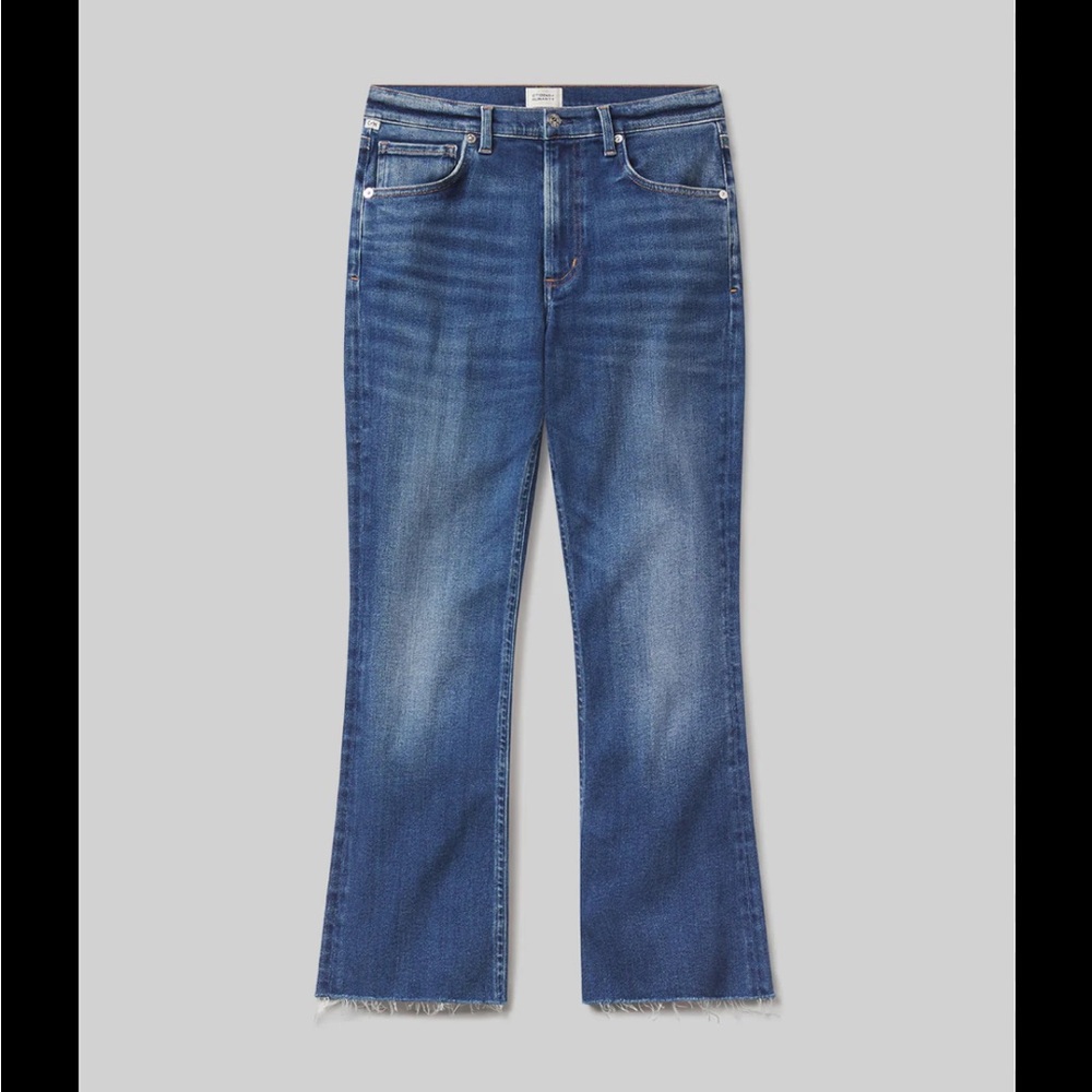 Citizens of humanity isola blue mid rise cropped boot denim distressed jeans